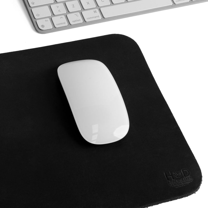 Hide & Drink, Durable Mouse Pad, Executive Mousepad for Work Desk & Office Essentials, Genuine Mat, Thick Full Grain Leather, Handmade, Charcoal Black - Image 3